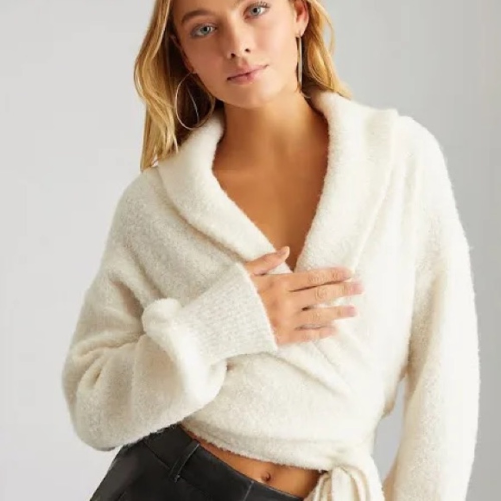 Women's Cream Wrap Sweater
